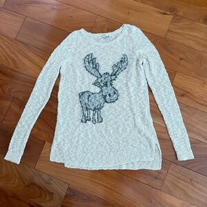 Abercrombie Kids Cream Sweater with Moose Design